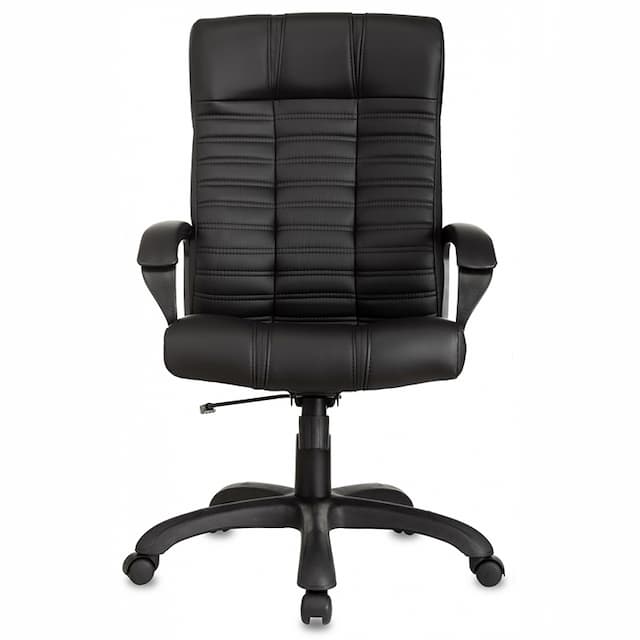 Кресло руководителя Бюрократ KB-10 черный эко.кожа крестов. пластик