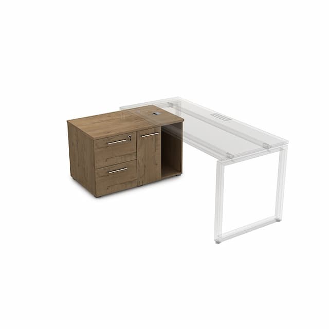 Тумба с 2-мя ящиками и дверкой АЛСАВ Gloss line 9НТ.010 teakwood/металл глянец