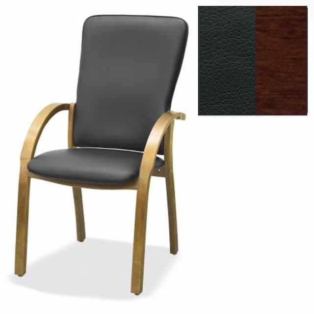 Стул Юнитекс Джуно комфорт экокожа премиум черная CN1114/дерево-орех гамильтон