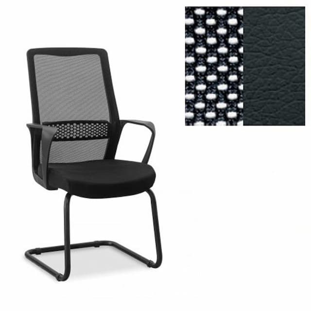 Кресло посетителя Юнитекс Space S на раме сетка/экокожа черная CN1114